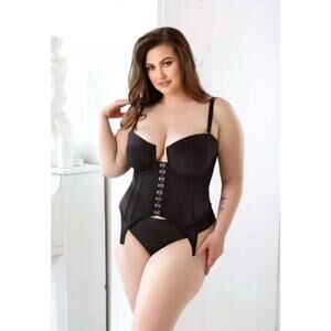 🦋B2G1🦋FANTASY LINGERIE-Curve SLOAN Cropped Bustier & High Waisted Panty | PLUS |